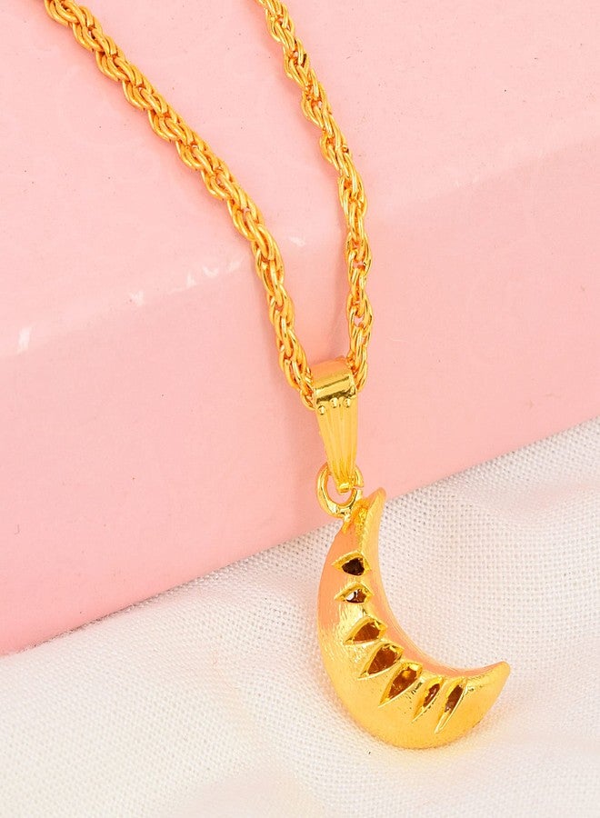 Memoir Brass Goldplated Half-Moon Fashion Pendant Women Girls (PCSV1694) - Image 4