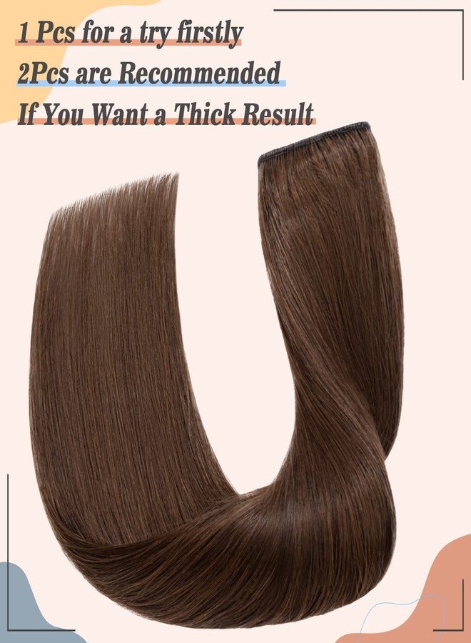 S-noilite One Piece Clip in Hair Extensions Real Human Hair,S-noilite Clip in Hair Pieces for Women,One Piece 5 Clips 3/4 Full Head Standard Weft Straight 20"/50g #04 Medium Brown - Image 5
