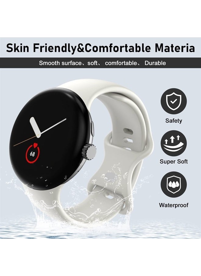 OVERSTEP Compatible for Google Pixel Watch Bands, Soft Silicone Sport Strap Metal Buckle for Google Watch Band, Replacement Google Pixel Watch 2022 Band for Women Men (Large, White)  - Image 3