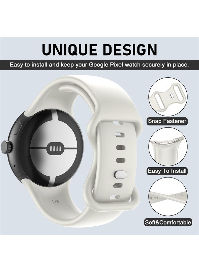 OVERSTEP Compatible for Google Pixel Watch Bands, Soft Silicone Sport Strap Metal Buckle for Google Watch Band, Replacement Google Pixel Watch 2022 Band for Women Men (Large, White)  - Image 2