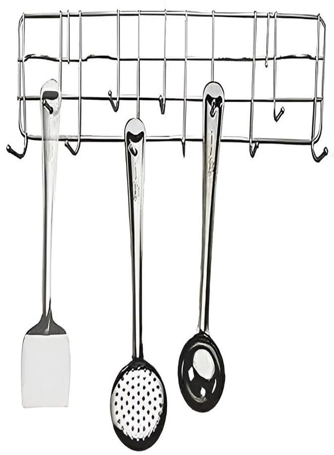 EvoFlex Wall-Mounted Utensil Rack, Stainless Steel Kitchen Organiser, 35 cm x 9 cm, 11-Hook Storage, Wall Mount, - Image 5