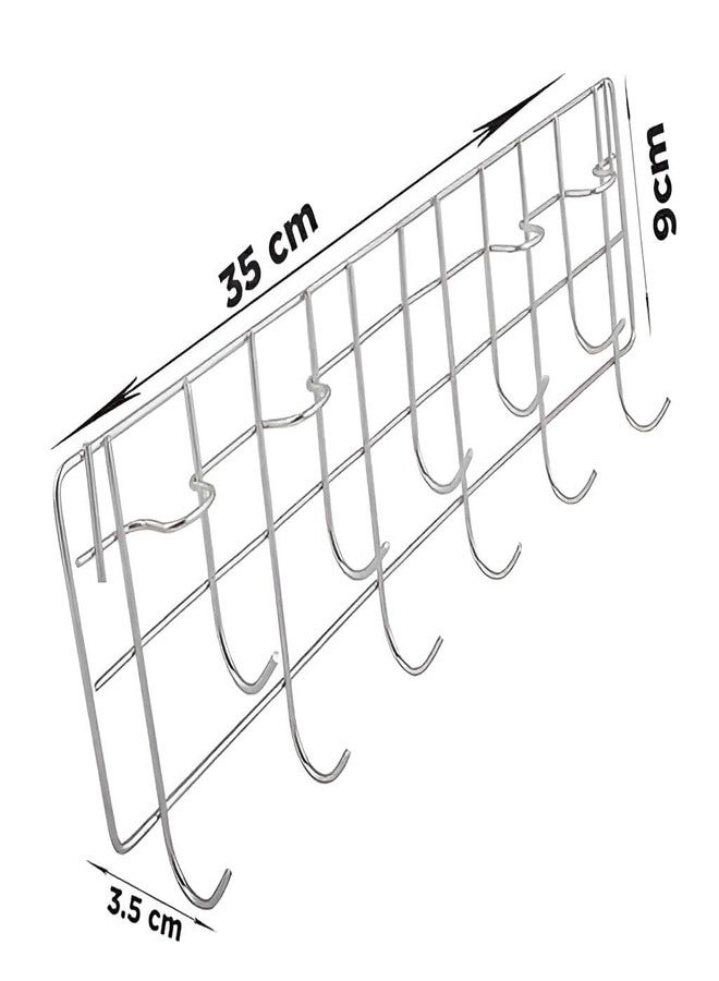 EvoFlex Wall-Mounted Utensil Rack, Stainless Steel Kitchen Organiser, 35 cm x 9 cm, 11-Hook Storage, Wall Mount, - Image 2