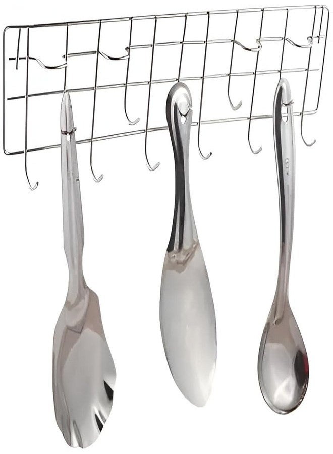 EvoFlex Wall-Mounted Utensil Rack, Stainless Steel Kitchen Organiser, 35 cm x 9 cm, 11-Hook Storage, Wall Mount, - Image 4
