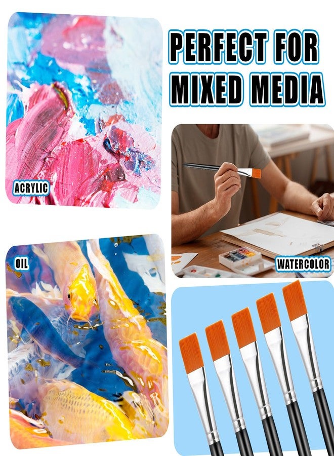 Molain 10 Pcs Flat Paint Brushes for Acrylic Painting, 3/4 Inch Large Synthetic Paint Brushes Bulk with Wooden Handle Art Painters for Acrylic, Watercolor, Oil, Crafts, Face Body Art(Black) - Image 5