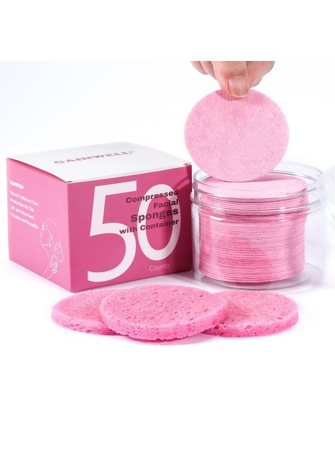 GAINWELL 50Count Compressed Facial Sponges For Daily Facial Cleansing And Exfoliating 100％ Natural Cosmetic Spa Sponges For Makeup Remover With Storage Jar - Image 1