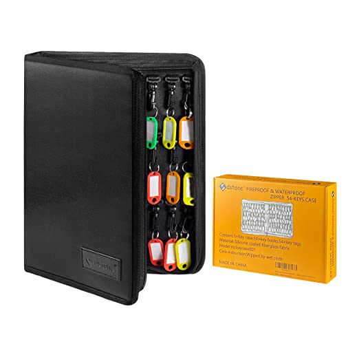 حافظة مفاتيح Sdstone المحمولة بسحاب، منظم مفاتيح مقاوم للحريق والماء مع 54 خطاف ومسمار مفاتيح، حافظة مفاتيح بسحاب للمديرين العقاريين، خدمات سيارات التنفيذيين في الفنادق