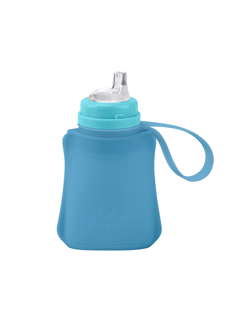 green sprouts جيب الشرب والشفاطة من سبراوت وير مصنوع من السيليكون والنباتات (8 أونصات)، سيليكون غير سام بلاستيك نباتي جيب الشرب والشفاطة - أكوا