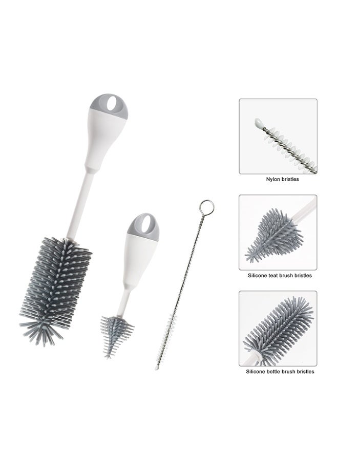 Bottle Cleaning Set - A 3-piece kit designed for thorough cleaning of bottles, featuring a large brush, a small brush, and a specialized straw cleaner for hard-to-reach areas - Grey - Image 2