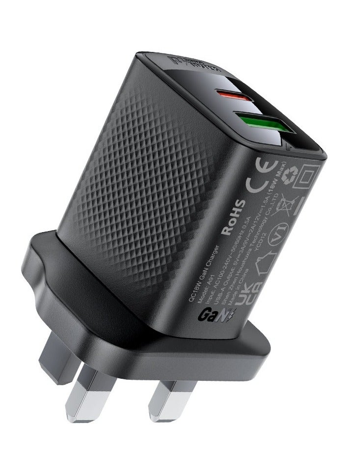 أسيفاست شاحن حائط سريع الشحن A99 PD30W (1xUSB-C + 1xUSB-A) المملكة المتحدة - Image 1