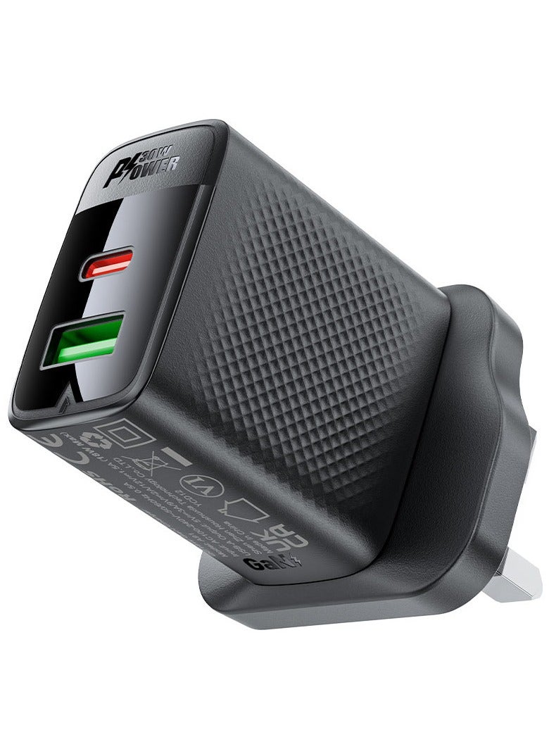 أسيفاست شاحن حائط سريع الشحن A99 PD30W (1xUSB-C + 1xUSB-A) المملكة المتحدة - Image 2