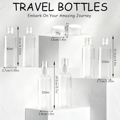 Ninsula 8Pcs Travel Bottles Set, TSA Approved Travel Size Toiletries, Reusable Leak Proof Cosmetic Containers for Shampoo, Conditioner, Cream -Women Men Travel Essentials - Image 2
