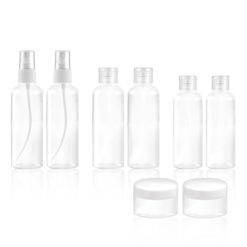 Ninsula 8Pcs Travel Bottles Set, TSA Approved Travel Size Toiletries, Reusable Leak Proof Cosmetic Containers for Shampoo, Conditioner, Cream -Women Men Travel Essentials - Image 1