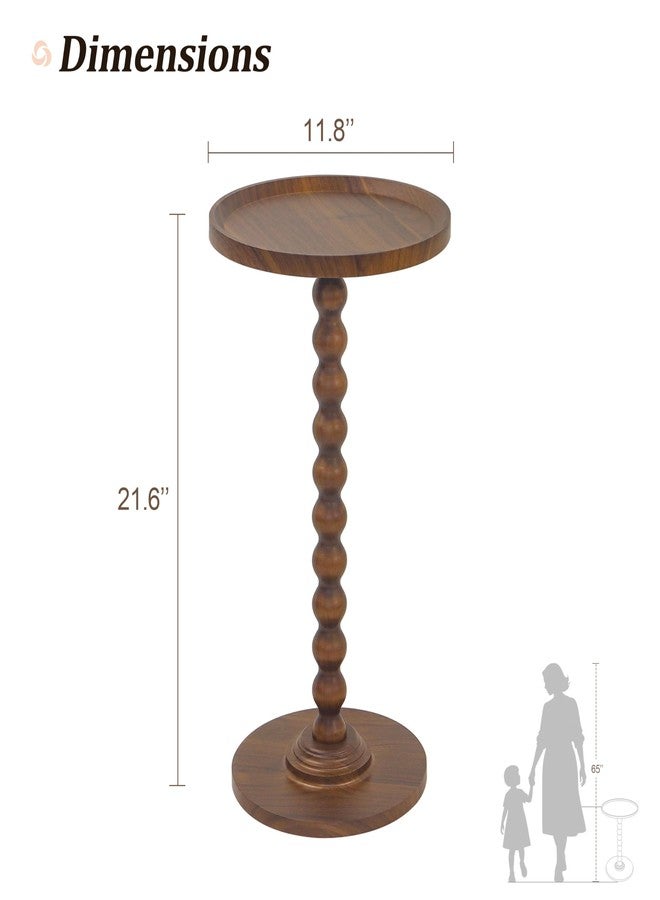 AWASEN Small Side Table, Round Drink Table for Small Spaces, Round Accent End Table Living Room, Nightstand for Bedroom, Corners, Office, Walnut Brown - Image 3
