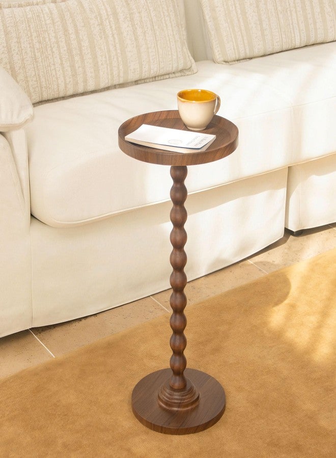 AWASEN Small Side Table, Round Drink Table for Small Spaces, Round Accent End Table Living Room, Nightstand for Bedroom, Corners, Office, Walnut Brown - Image 2