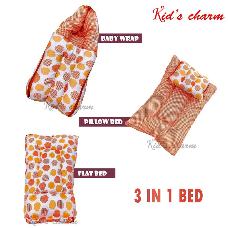 Kid's Charm Kids Charm Ovally 4 PCS Combo Set 3 in 1 Babys Carry Bed5 in 1 Babys Feeding Pillow with Safety Belt2 in 1 Babys Cotton with Mosquito Net2 in 1 Babys Sleeping Bed for 48 Months Grey - Image 2