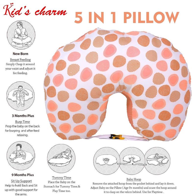 Kid's Charm Kids Charm Ovally 4 PCS Combo Set 3 in 1 Babys Carry Bed5 in 1 Babys Feeding Pillow with Safety Belt2 in 1 Babys Cotton with Mosquito Net2 in 1 Babys Sleeping Bed for 48 Months Grey - Image 5