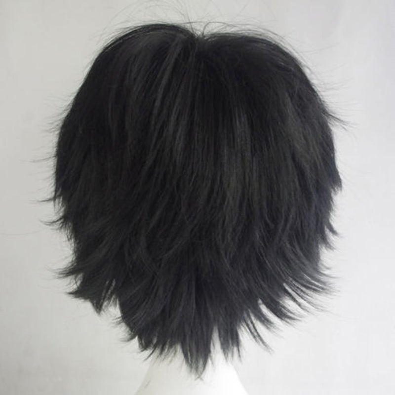 S-noilite Unisex Short Cosplay Black Hair Wig Women Men Male Fluffy Straight Pixie Wigs for Cartoon Anime Comic-cons Party Halloween Costume Black - Image 4
