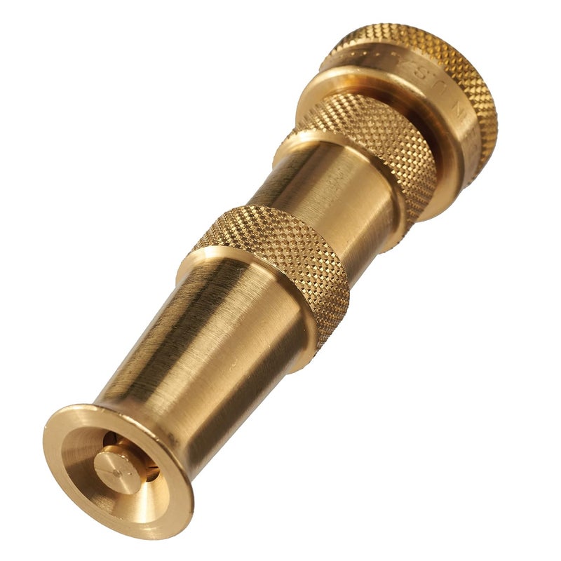 Dramm 35009 Heavy-Duty Solid Brass Garden Hose Nozzle – Adjustable Cone to Jet Spray Pattern – High-Pressure Water Stream for Cleaning Walkways, Patios & Gutters – Made in USA - Image 1