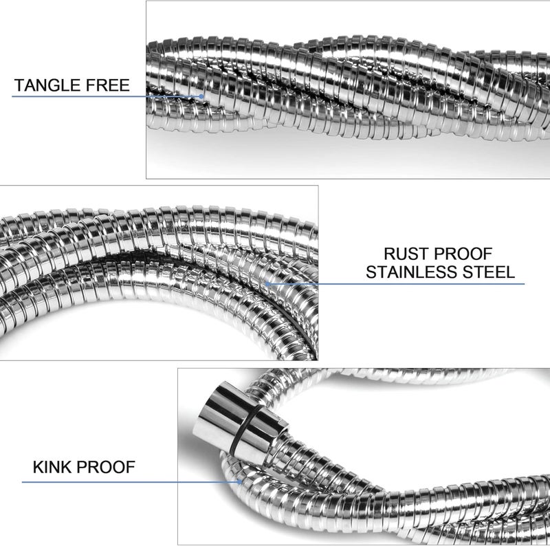 Eisinly Shower Hose, 79 Inches Extra Long Stainless Steel Handheld Shower Head Hose with Brass Insert and Nut, Flexible, Chrome - Image 4