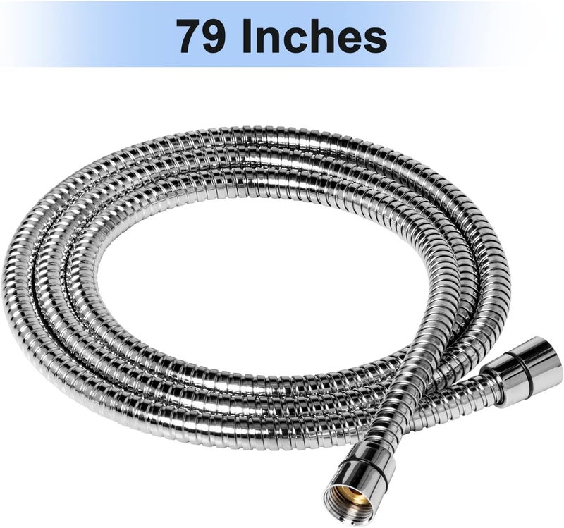 Eisinly Shower Hose, 79 Inches Extra Long Stainless Steel Handheld Shower Head Hose with Brass Insert and Nut, Flexible, Chrome - Image 2