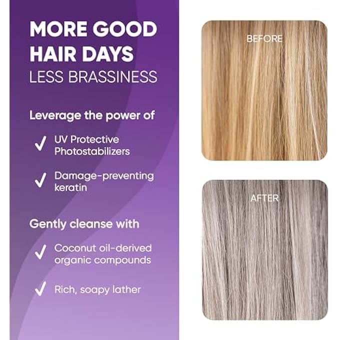 Get Back Gorgeous PURPLE SHAMPOO FOR BLONDE HAIR BY GBG  BLONDE SHAMPOO INSTANTLY ELIMINATE BRASSINESS & YELLOWS - BRIGHTEN BLONDE, SILVER & GREY W/CELEBRITY STYLIST CREATED PURPLE TONING SHAMPOO  8OZ - Image 3