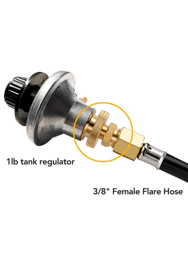 Barakah 1LB Portable Propane Tank Cansiter Regulator Adapter Connection to 3/8" Male Flare (5/8"-18UNF) Thread, Portable Camping Grill Stove Parts for Heaters, Burner, Cooker, Fire Pit Parts - Image 2