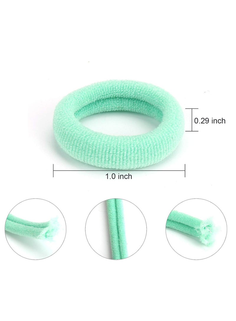 Lelet 100pcs Small Hair Ties Band for Thick and Curly Hair Ponytail Holders Soft & Seamless Baby Hair Ties, Hair Elastic Band for Women or Baby Girls With Box- Neon - Image 3