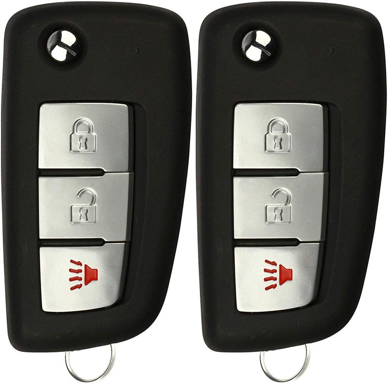KeylessOption Keyless Remote Uncut Flip Key Fob for Nissan Frontier Murano Titan Versa Xterra Infiniti DIY Program Included Pack of 2