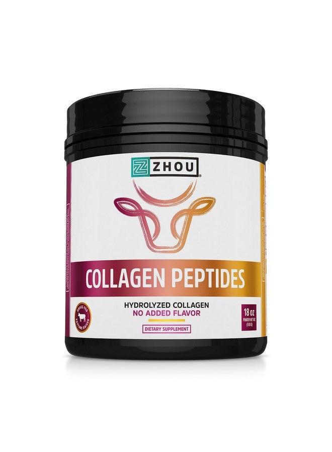 Zhou Collagen Peptides - Pure Hydrolized Collagen Powder for Women & Men, Grass Fed Natural Bovine Collagen for Skin, Hair Growth, Joints & Bones - 18 oz Jar (46 Servings) - Image 1