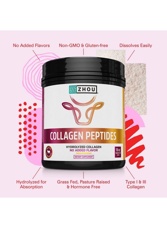 Zhou Collagen Peptides - Pure Hydrolized Collagen Powder for Women & Men, Grass Fed Natural Bovine Collagen for Skin, Hair Growth, Joints & Bones - 18 oz Jar (46 Servings) - Image 4