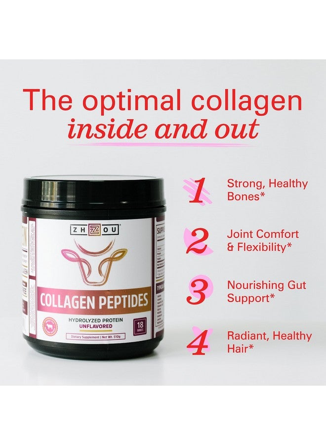 Zhou Collagen Peptides - Pure Hydrolized Collagen Powder for Women & Men, Grass Fed Natural Bovine Collagen for Skin, Hair Growth, Joints & Bones - 18 oz Jar (46 Servings) - Image 3