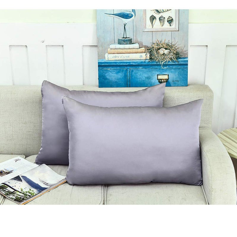 Jocoku 100% Mulberry Silk Pillowcases Set of 2 for Hair and Skin and Super Soft and Breathable King Size Nature Silk Pillowcases (King, Gray) - Image 2