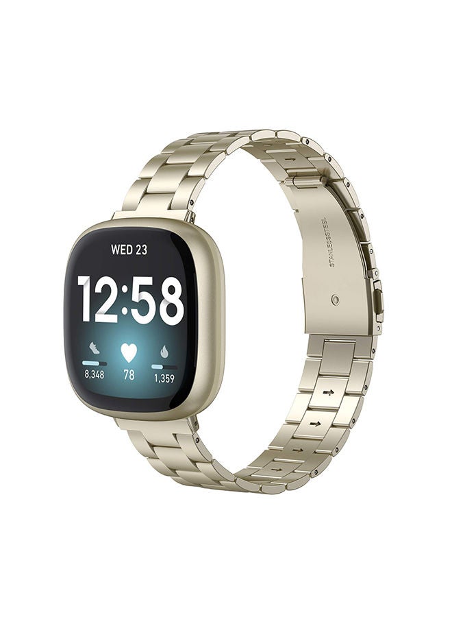 O Ozone Metal Band for Fitbit Versa 3/Versa 4/Fitbit Sense/Sense 2 Strap, Ultra-Thin Stainless Steel Smartwatch Wristband Strap for Men Women-Classic Gold - Image 1