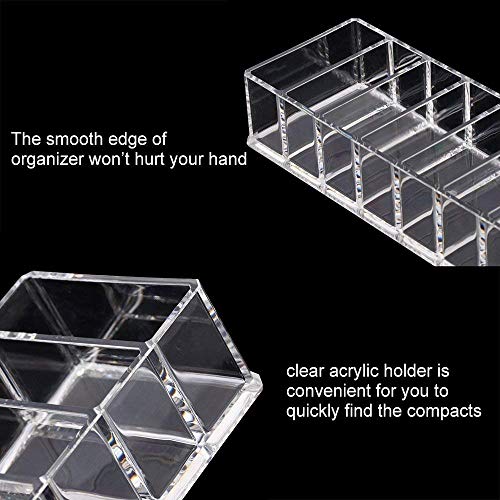Wang-Data 2 Pcs Clear Acrylic Compact Organizer Blushes Highlighters Eyeshadow Makeup Organizer, 8 Spaces - Image 4