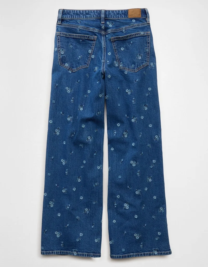 American Eagle  AE Dreamy Drape Strigid Super High-Waisted Baggy Wide-Leg Jean for Women | Best Price UAE
