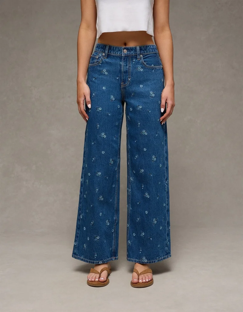 American Eagle  AE Dreamy Drape Strigid Super High-Waisted Baggy Wide-Leg Jean for Women | Best Price UAE