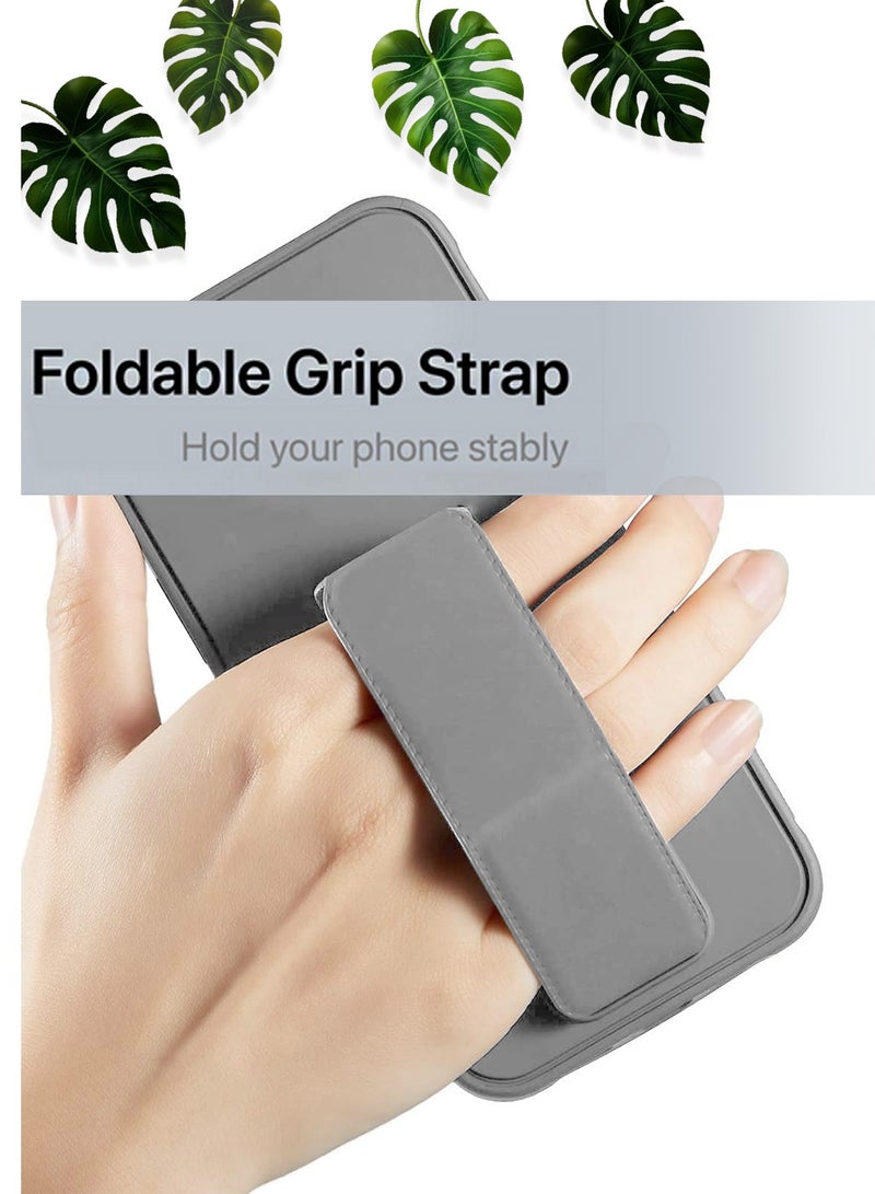 Wtech Hand Grip Foldable Magnetic Kickstand Wrist Strap Finger Grip With Built-In Iron Case Cover For Huawei Pura 70 5G 2024 Grey - Image 2