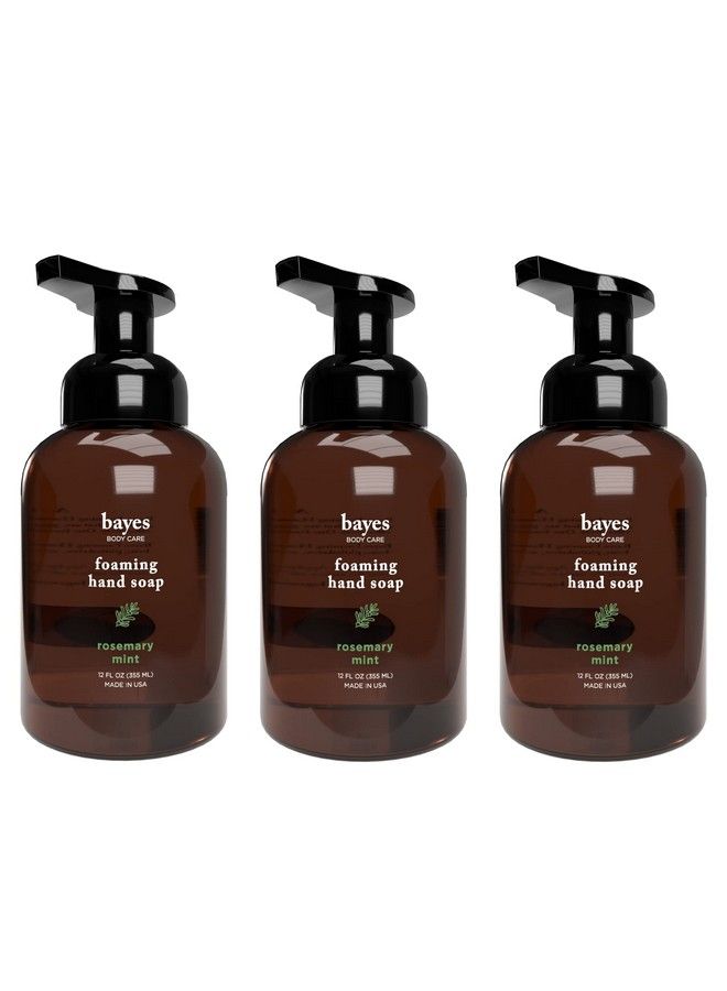 Bayes Foaming Hand Soap Plantderived Aromatic And Nourishing Hand Wash Infused With Natural Essential Oils Usda Certified Biobased 12 Ounce Rosemary Mint 3 Pack - Image 2