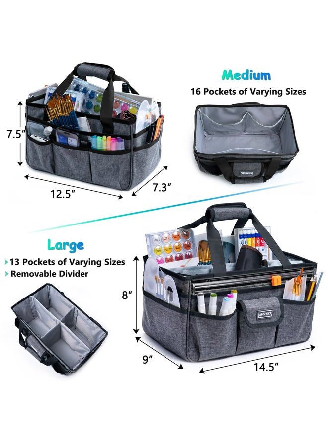 APOFFICE Art Supply Organizer Tote Bag – Craft Caddy with Handle, Utility Storage Tote with Multiple Pockets & Adjustable Divider for Stationary, Sewing, Scrapbooking, School, Office, Medical Supplies - Image 4