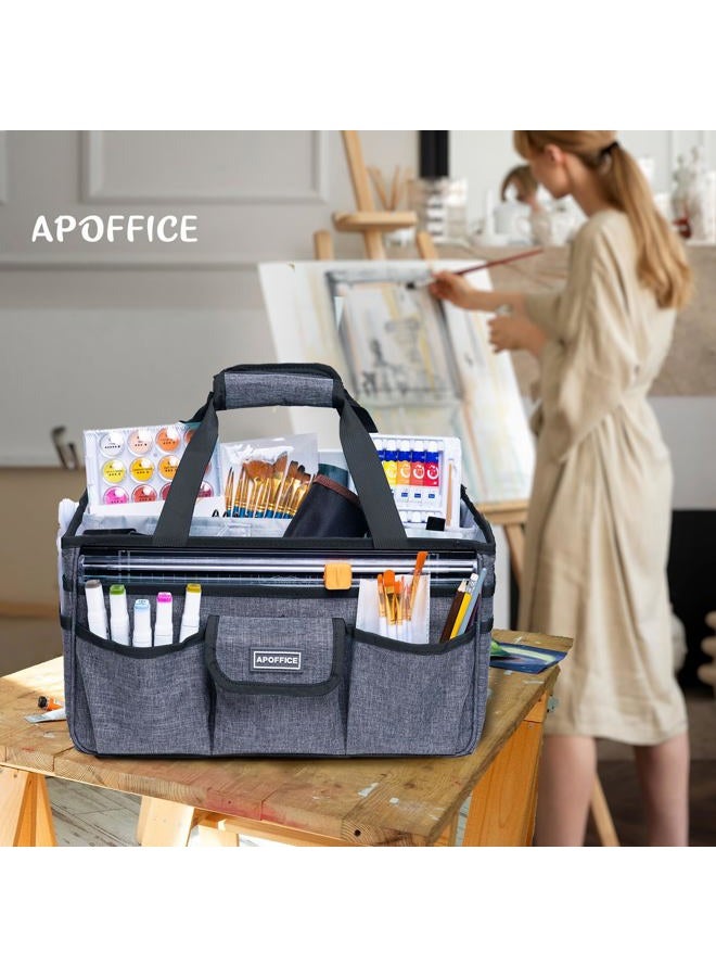 APOFFICE Art Supply Organizer Tote Bag – Craft Caddy with Handle, Utility Storage Tote with Multiple Pockets & Adjustable Divider for Stationary, Sewing, Scrapbooking, School, Office, Medical Supplies - Image 2