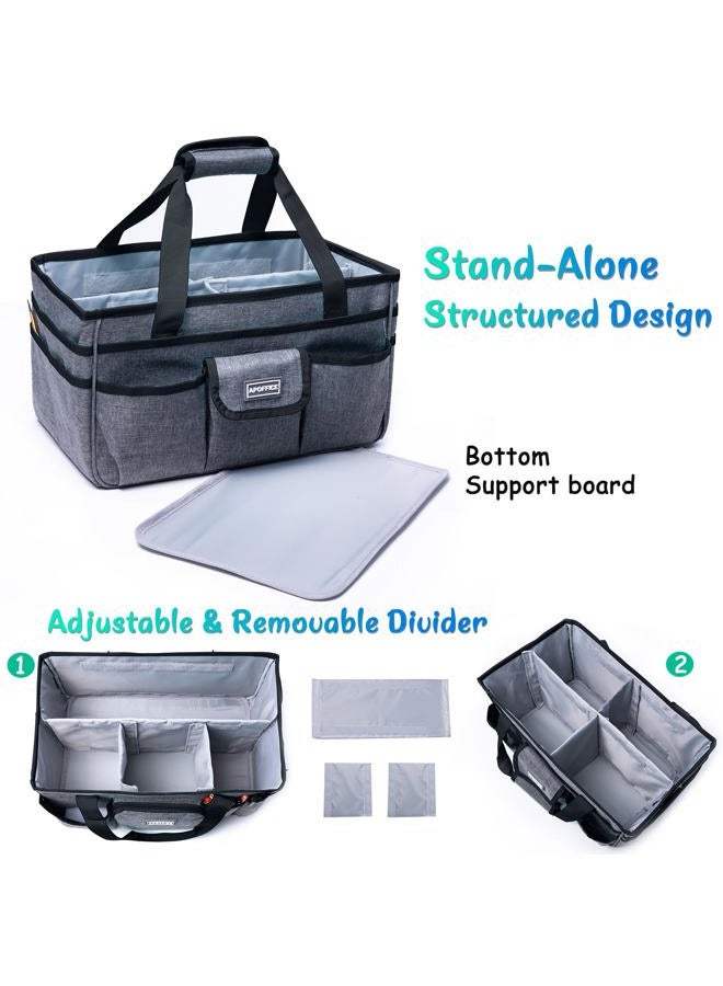 APOFFICE Art Supply Organizer Tote Bag – Craft Caddy with Handle, Utility Storage Tote with Multiple Pockets & Adjustable Divider for Stationary, Sewing, Scrapbooking, School, Office, Medical Supplies - Image 3