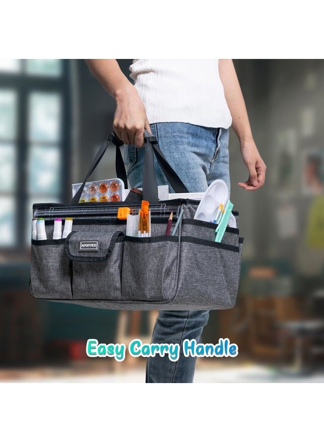 APOFFICE Art Supply Organizer Tote Bag – Craft Caddy with Handle, Utility Storage Tote with Multiple Pockets & Adjustable Divider for Stationary, Sewing, Scrapbooking, School, Office, Medical Supplies - Image 5
