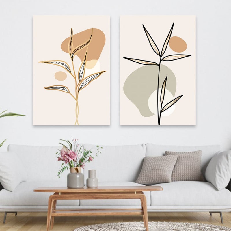 ماركتنا لوحة قماشية ثنائية بتصميم مودرن بمقاس اجمالي 100×70 سم - Image 1