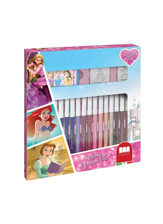 MULTIPRINT Princess 18 Felt Tip Pens Washable Markers With 2 Stamps And Ink Pad Creative Art Set For Kids Non-Toxic And Made In Italy  - Image 3