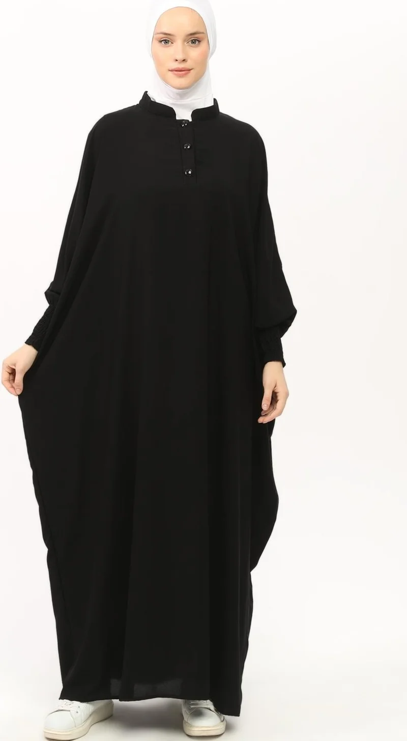 التوبة Women's Medina Silk Abaya Abaya Dress Judge Collar Bat Sleeve Hijab Dress