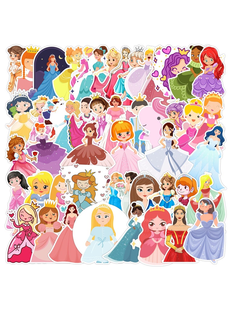ORAINBOW 50 قطعة ملصقات أميرة زجاجة ماء لابتوب زينة حفلة خيالية ملصق دراجة نارية أمتعة لاصق جيتار مقاوم للماء ملصقات خيالية للأطفال والفتيات والمراهقين والبالغين أميرة - Image 1