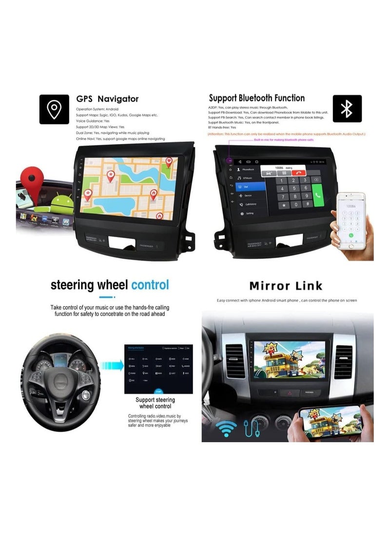 SHEZA STAR - Android Screen For Mitsubishi Outlander 2005 To 2013 2GB RAM 32GB Memory Support Apple Carplay Android Auto Full HD Touch Screen 9 Inch built In BT USB Radio WiFi Play Store Backup Camera included - Image 1