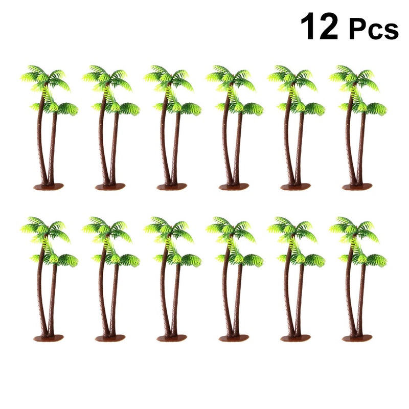 12pcs Coconut Tree Cake Decor Unique Cupcake Ornaments Birthday Cake Adornment Scenery Layout Miniature Landscape Decor - Image 1