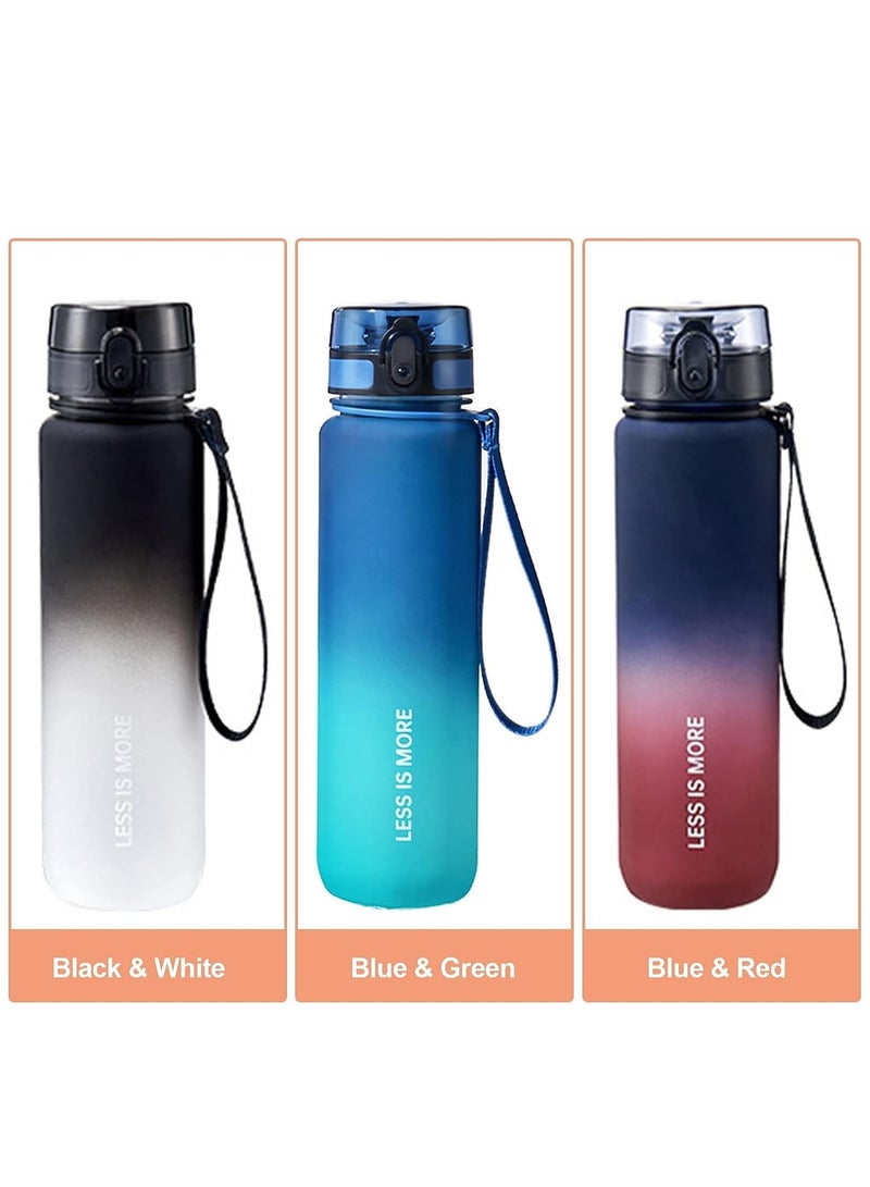 ليس إز مور زجاجة مياه رياضية تحفيزية 1000 مللي مع علامة الوقت زجاجة شرب مانعة للتسرب للياقة البدنية والصالة الرياضية في الهواء الطلق وركوب الدراجات والجري والتنزه والتخييم والسفر - Image 2