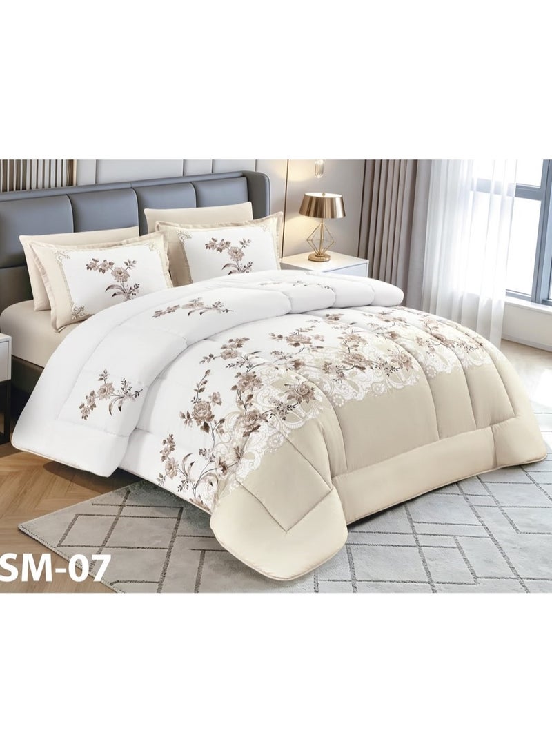 Modern-design floral bedspread set for a double bed (6 pieces), size 250x230 cm.